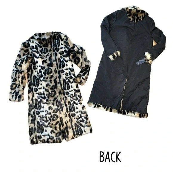 New! Rachel‎ Roy faux fur Animal leopard print reversible coat jacket small - Picture 3 of 13